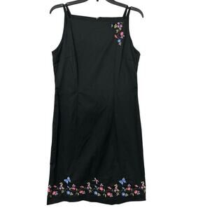 Amanda Smith Black Dress with Floral Embroidery